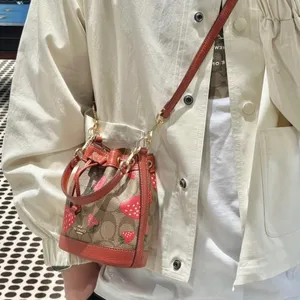 COACH Mini Dempsey Bucket Bag In Signature Canvas With Wild Strawberry CH164 thumbnail 8