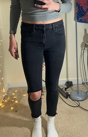 American Eagle Black Distressed Jeans thumbnail 1