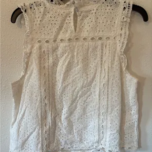 Anthropologie Maeve White Eyelet Ruffle Top thumbnail 2