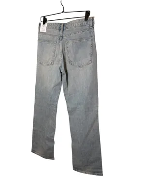 NWT Zara Wide Leg Jeans Mid Rise 100% Cotton Light Blue & Brown Wash Size 8 thumbnail 6