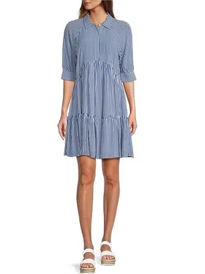 A Loves A Striped Tiered Button-Front Shirt Dress XS thumbnail 2