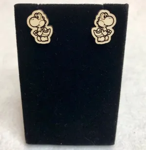 Nintendo Yoshi Super Mario Wooden Stud Earrings thumbnail 1