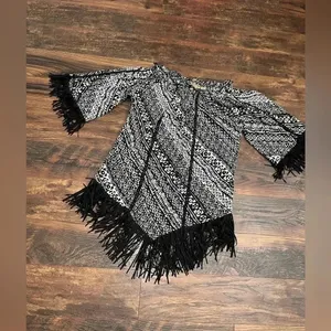 Cinco Ranch Womens Black/White Long Sleeve Tassel Dress Size Large thumbnail 4