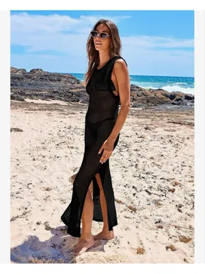 NEW Crochet Cover Up Sleeveless Hollow Knit Bikini Swimwear S thumbnail 7