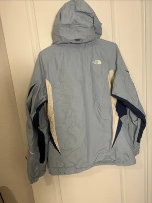The North Face Light Blue, Navy & White Hooded Shell Jacket thumbnail 4