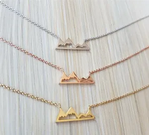 White‎ Gold Plated Mountain Bar Pendant Necklace, 16-18” thumbnail 1