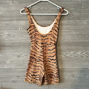 WeWoreWhat Womens Tiger‎ Print Scoop Neck Sleeveless Romper Brown Black thumbnail 2