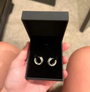 Never worn silver hoops earrings thumbnail 1