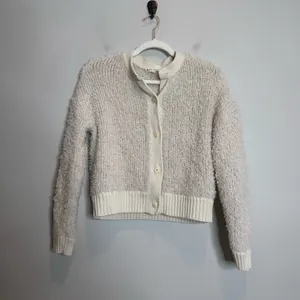 Alex Mill Binky Cardigan Ivory Medium As Is Merino Wool Neutral Button Front thumbnail 3