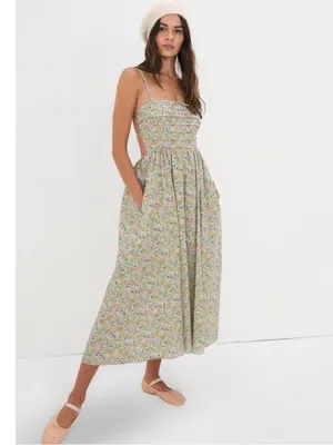 For Love & Lemons Raleigh Midi Dress Floral Tie Size XS thumbnail 3