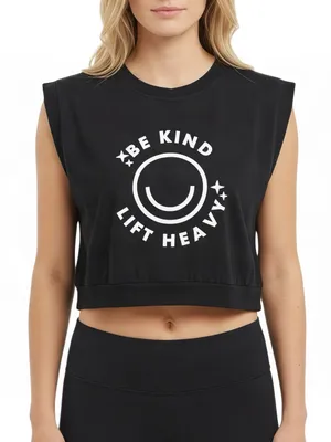 🆕Be Kind Lift Heavy Black Crop Top thumbnail 1