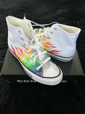 CONVERSE Chuck Taylor all star hi top rainbow flames shoes sneakers women’s 8 new thumbnail 8