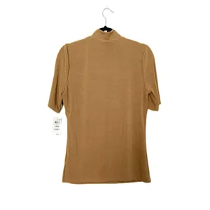 I.N.C. International Concepts Short Sleeve Cutout Mock Neck Top Light Camel thumbnail 5