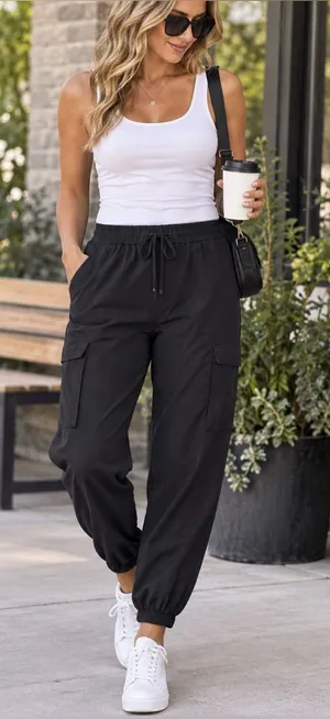 Women's Dress Forum Black Jogger Pants Size L thumbnail 1