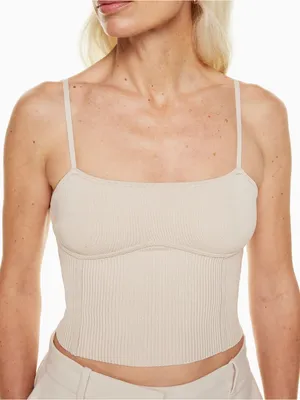 Aritzia Babaton Suite Sculpt Knit Bustier Size XL Top in MATTE PEARL Ribbed Tank thumbnail 1