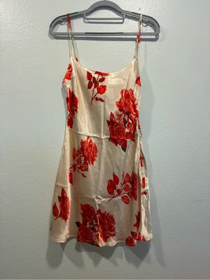 Meshki Cream Mini Satin Dress Medium thumbnail 3