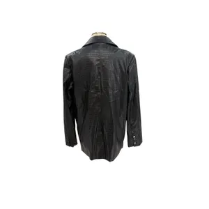 NA-KD Black Faux Croc Oversized Blazer Jacket Reptile‎ Texture EU 36 US 6 thumbnail 8