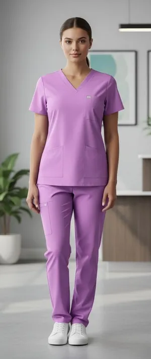 Figs Catarina Lavender Scrub Top Size Large thumbnail 1