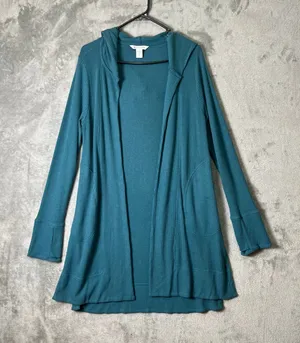 Athleta Harmony Wrap Cardigan Ribbed Borealis Green XS Comfort‎ Lounge Pockets thumbnail 1