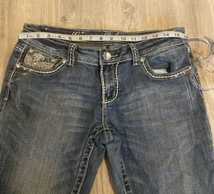 grace in la low rise rhinestone embellished straight leg cross jeans y2kvintage thumbnail 3
