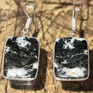 White Bufalo Turquoise Earrings 1 1/2” Black thumbnail 2