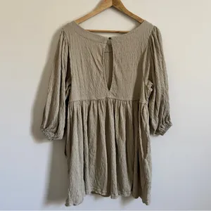 Free People FP Beach Get Obsessed Babydoll Dress size XS oversized green boho thumbnail 6