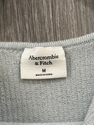 Abercrombie & Fitch Light Grey Ribbed Knit Cropped Tank Top Size Medium thumbnail 6