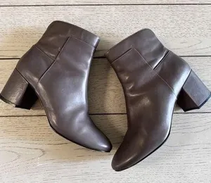 Cole Haan Grand OS Women's Heeled Booties Boots Size 9 Taupe Gray Leather thumbnail 1