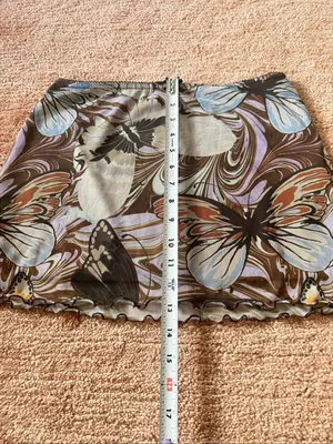 Vintage Urban Outfitters Butterfly Print Mesh Mini Skirt Brown Tan Size M thumbnail 6