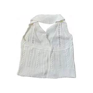 Vintage 90s White Knit Halter top 🔥 thumbnail 2