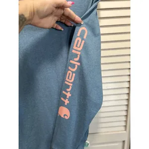 Carhartt Loose Fit Womens Size XL Long Sleeve T-Shirt Work Tee Blue Logo Graphic thumbnail 3