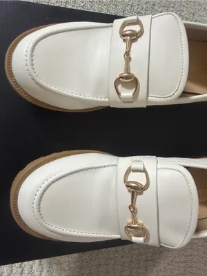 Cushionare Memory foam White Loafers with Gold Bit Detail thumbnail 2