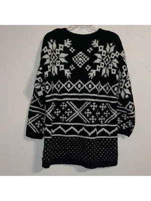 Vintage Black White Snowflake Sweater Fair Isle 90s classic, winter, vacay thumbnail 5