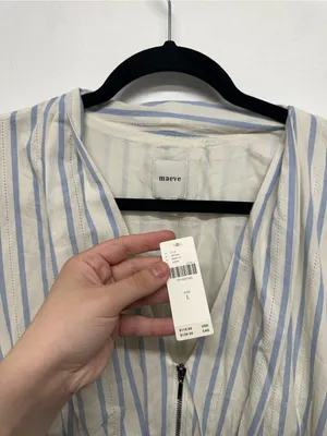 Anthropologie Tommie Long-Sleeve Smocked Front-Zip Blouse thumbnail 8