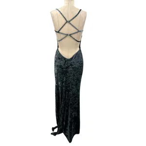 La Femme 25659 Strappy Plunging Velvet Slit Dress‎ Gown Blue Size 6 thumbnail 11