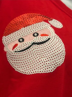 Women’s Christmas Red Santa Sequin Crewneck Sweater size XL new thumbnail 4