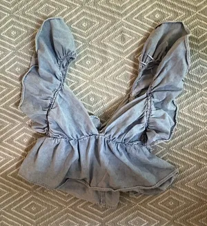 Denim ruffle sleep top Blue thumbnail 1