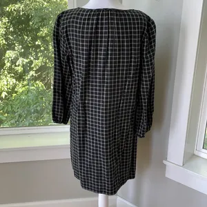 Madewell Signal Tunic Shift Dress Hayden Black White Windowpane Plaid Cotton M thumbnail 7