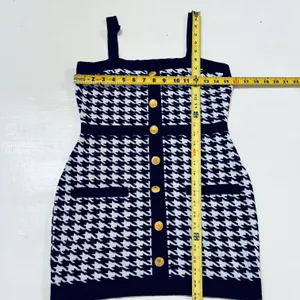 Coco and Shay Houndstooth Knit Mini Dress Size L Stretch Party Cocktail Sweater thumbnail 3