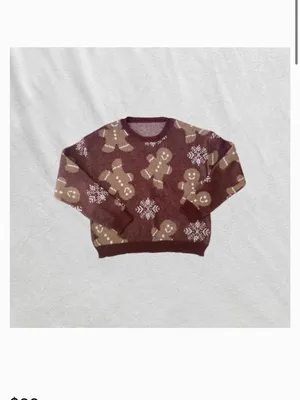 brown tan white gingerbread winter sweater thumbnail 2