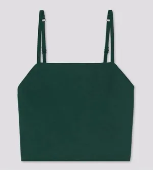 girlfriend collective Dark Green Square Neck Adjustable Strap Crop Top thumbnail 1
