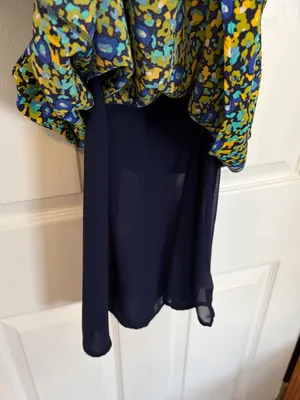 Rails Roma Mini Dress Abstract Garden Green Blue Size Small Printed Puff Sleeve thumbnail 5