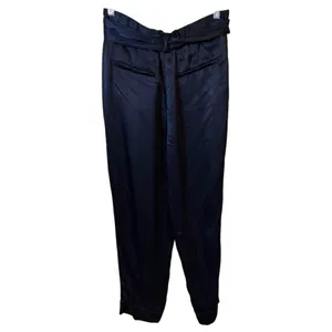 Ett:twa by Anthropologie Satin Trousers 10 Black New Tie Waist High Rise Pants‎ thumbnail 2