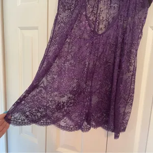 Victoria’s Secret Purple Slip Dress Allover Lace Sz Large Intimates Mini Dress thumbnail 9