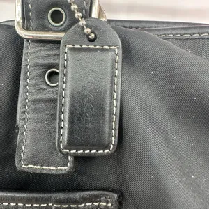 Coach‎ Black Handbag Purse Shoulder Bag Tote Buckled Straps Worn Needs Love thumbnail 3
