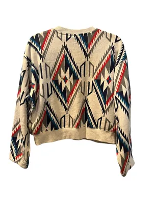 Ariat Cropped Chimayo Grande Print Sweatshirt Size L Southwestern Boho Aztec thumbnail 2