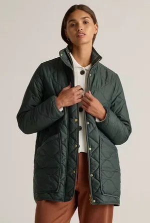 Quince Featherless Quilted Long Puffer Jacket Women’s Verdant Pine Size Medium thumbnail 1