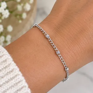 Silver Tone Adjustable Chain Bracelet with Lobster Clasp Minimalist Jewelry thumbnail 1