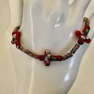 Cloisonné Red Cross bracelet Red thumbnail 3