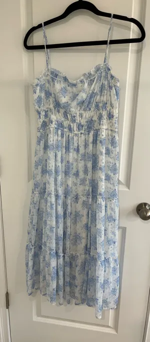 TJ Maxx Blue Floral Dress thumbnail 1